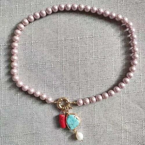 High Quality Classic Natural Stone Freshwater Pearl Naszyjnik Beading Jewelry Round Smooth Baroque Coral Torque Christmas Gift