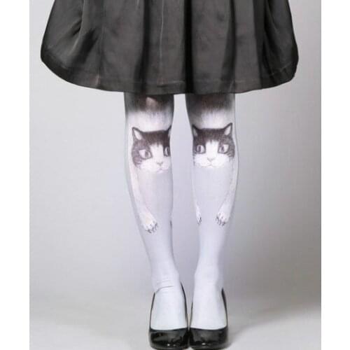 Japanese Harajuku Cute Cat Female Tattoo Stocking Tights Pantyhose