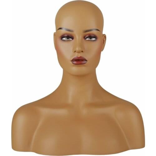 Female Firberglass Mannequin Head With Shoulder For Wig Display