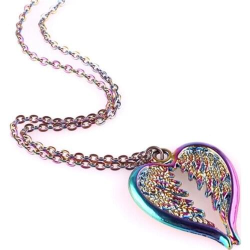 1PC Rainbow Color Alloy Butterfly Angel Wing Cicada Spider Fish Charm Stainless Steel Necklaces for Female Best Jewelry Gift