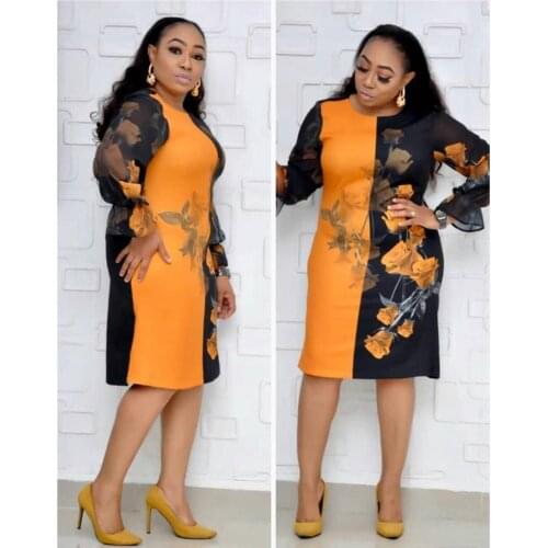 HGTE African mother fashion dress 3XL large size print splice vintage dress Red yellow purple pink