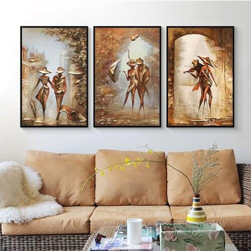 Golden Vintage Beauty Posters And Prints Nordic Music Art Canvas Painting Printed Living Room Home Mural Decoration HD Picture