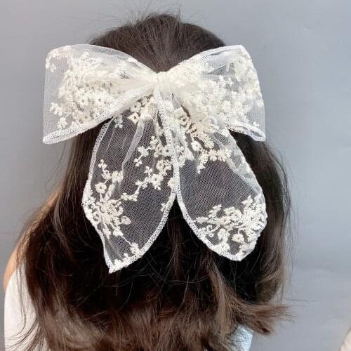 1PC Holiday Style Black White Lace Manual Girls Womens Duck Beak Barrettes Hair Grips Hairpin Snowflake HeadWear