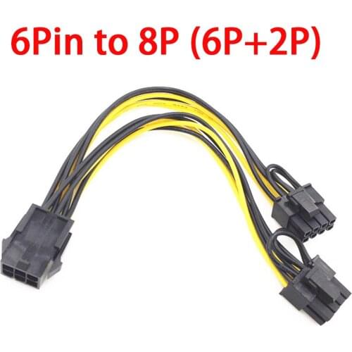 1pc PCI-Express PCIE 6 Pin to Dual 8 (6+2) Pin VGA Graphic Video Card GPU Adapter Power Supply Splitter Extension Cable