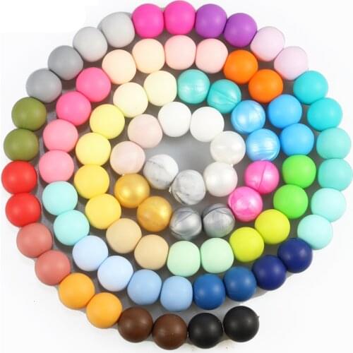100 pieces/lot) BPA Free 100% Food Silicone Beads for baby chews,15MM Silicone teething beads for DIY Beads