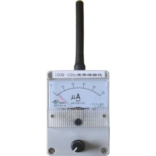100K-1000MHz Field Strength Indicator Meter with Antena High Sensitivity Adjustable Pointer Amplitude RF Signal Level Meter