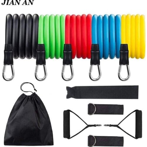 11Pcs Resistance Bands Set Crossfit Training Exercise Yoga Tubes Pull Rope Rubber Expander Elastic Bands Gym Fitness Equipment