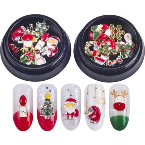 2 Boxes Nail Rhinestone Decorative Nail Crystal Nail Art Rhinestone for Xmas
