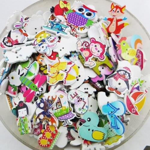 50pcs Colorful 2 Hole Wooden Buttons Scrapbook Crafts DIY Baby Children Clothing Sewing Accessories Button Decoration wcf-303