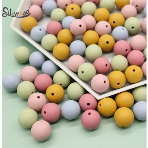 9mm/12mm/15mm Silicone Beads DIY Teething Round Beads 40pcs/lot Baby Teether Food Grade Chew Necklace Bracelet BPA Free Beads