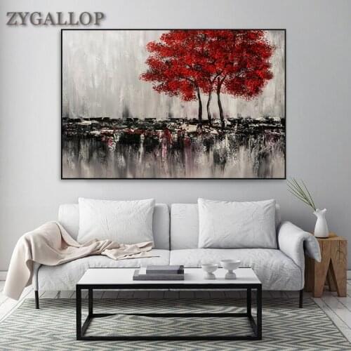 Abstract Nature Scenery Wall Art Red Trees Landscape Canvas Painting Posters And Prints Wall Pictures For Living Room Decoration