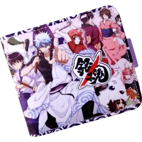Anime Gintama Sakata Gintoki PU Short Button Wallet/Purse with A Solid Anime Mark