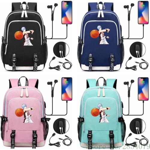 Anime Kurokos Basketball Backpack USB Laptop Bags Fashion Men Women Outdoor Travel Shoulder Bags Student Schoolbag Bookbag