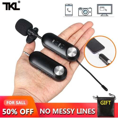TKL Wireless Lavalier Lapel Microphone System with Transmitter Lapel Microphone Receiver for camera/phones