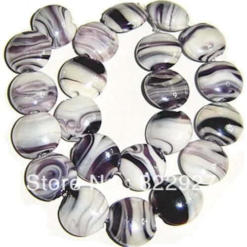 Puffed Disc shape murano glass beads,1.5mm hole for jewelry project,22 pieces per lot, wholesale price