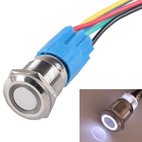 EE support 19mm 12V Car Colors LED Light Angel Eye Metal Button Switch ON/OFF With Socket Universal Car Accessories