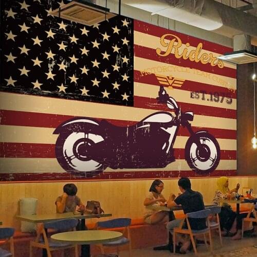 8d/5d Wall Photo Mural Wallpaper Red Stripe Harley Motorcycle Team Custom 3d wall Murals for Bar Room Wall paper 3d papel Murals