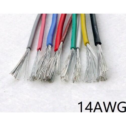 1M UL3239 Flexible Silicone Wire 14AWG Insulated Tinned Copper Electrical Cable Silica Gel Soft Heatproof DIY Core Test Line 3KV