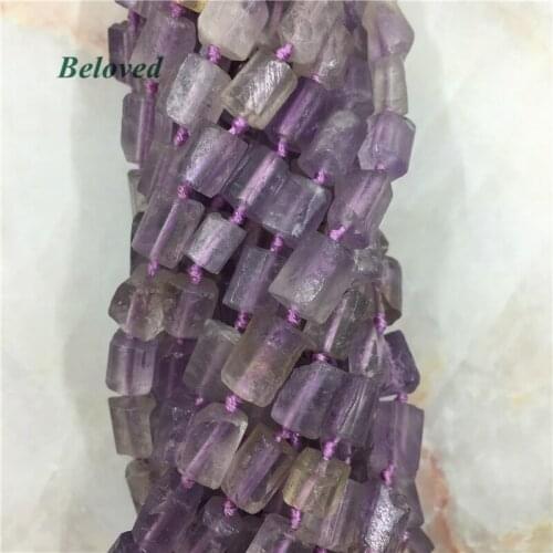 Faceted Column Amethysts Nugget Loose Beads, Natural Purple Crystal Quartz Jewelry Making Spacer Beads For Gift DIY, BG18043