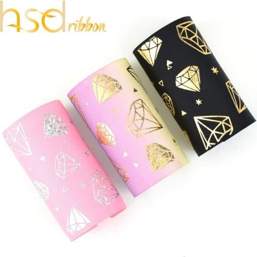 HSDRibbon Free Shipping 75MM 3 inch custom Masonry style silver gold laser Foil Printed on Grosgrain Ribbon