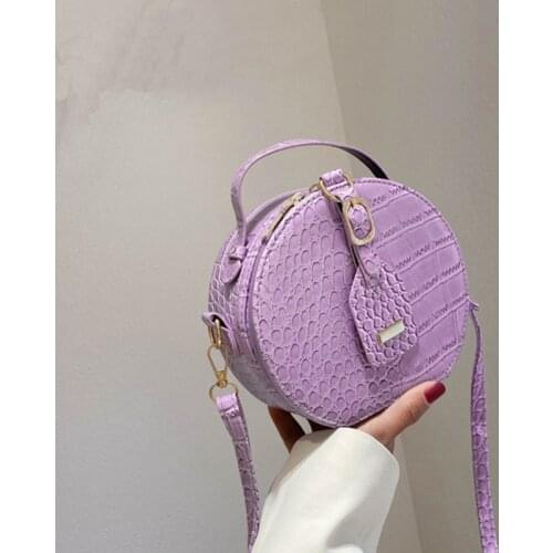 Leather clutch Round shoulder bags for women designer ladies crossbody strap female high quality handbags bag sac a main femme