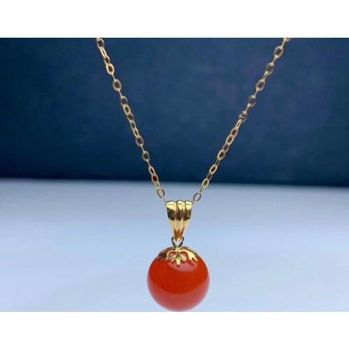 Shilovem 18K yellow Gold Natural south Red agate pendants no necklace fine Jewelry classic gift plant gift new mymz10-10.5927nh