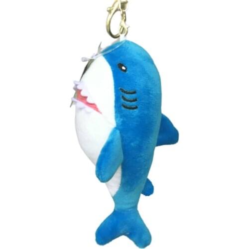 Cute Cartoon Shark Plush Toy Pendant Super Soft Stuffed Doll Pendant with Metal Keychain