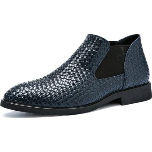 Fashionable hand-woven mens boots, leisure business shoes plus size