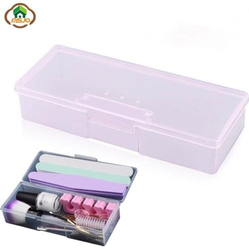 Msjo Nail Art Storage Box Manicure Tools Plastic Box For Nail Polish Dotting Drawing Pens Buffer Grinding Files Organizer Case
