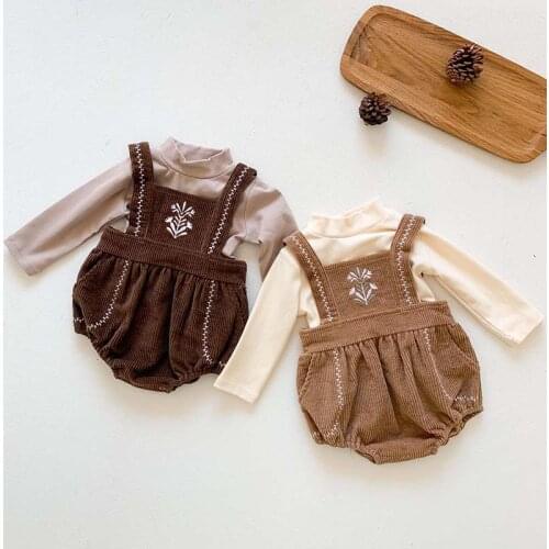 Spring Korean Baby Girls Boys Clothing Sets Embroidery Cotton Jumpsuit Overalls Toddler Baby Girls Boys Clothes Suit