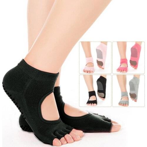 Yoga Toeless Socks Non Slip Non Skid Sticky Grip Sock Combed Cotton Workout Socks For Women Girls Doing Pilates Barre Ballet