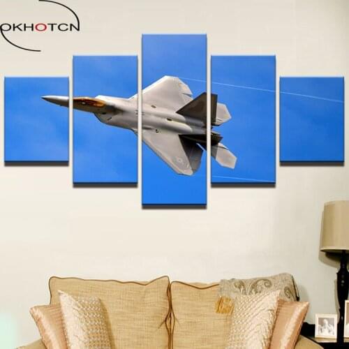 OKHOTCN Modern Home Decor Frame Canvas Pictures HD Printed Posters 5 Pieces Aircraft Landscape Painting For Living Room Wall Art
