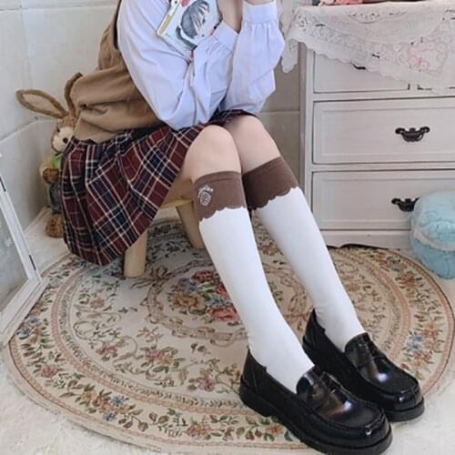 Autumn Winter White Lolita Socks Strawberry Cookies Cotton Loli Cos High Knee Gothic Lo Sock JK Uniform Cosplay Accessories Sock