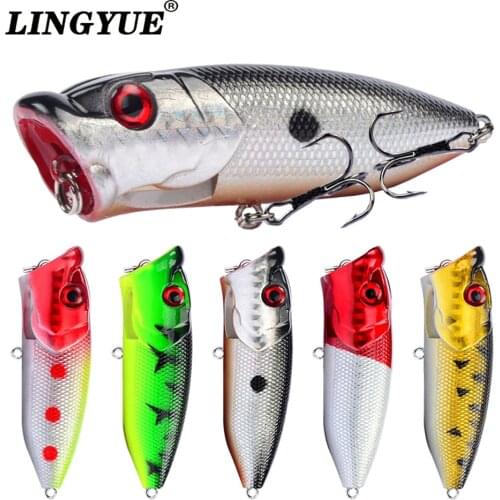 Hot 1pcs Fishing Lures 6.5cm/12g Topwater Popper Bait 5 Color Hard Bait Artificial Wobblers Plastic Fishing Tackle With 6# Hooks