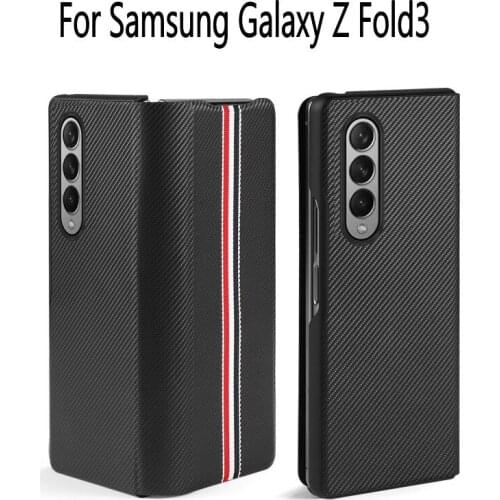 Shock Proof Flip Carbon Fiber Cover Case for Samsung Galaxy Z Fold3 Fold2 Fold 3 2 Full Body Protection Phone Bag