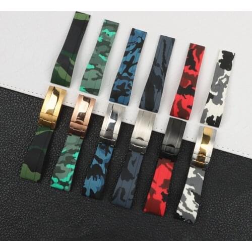 20mm Watch accessories Camo nature silicone Rubber Watchband For Role strap Daytona Submariner GMT OYSTERFLEX Bracelet