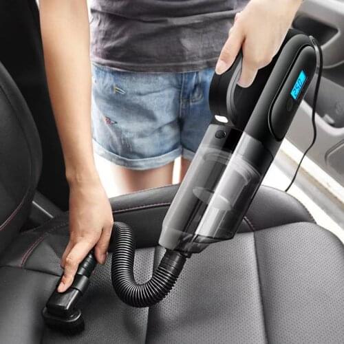 4 In 1 Handheld Car Vacuum Cleaner Air Pump Auto Tire Pressure Detection Powerful Inflatable Pump Air Compressor With LED Light