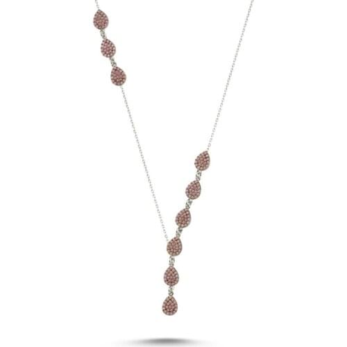 Silverlina Silver Drop Nano Opal Stone Y Necklace