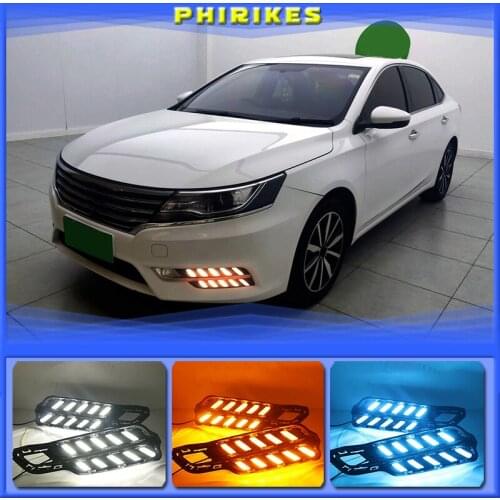 LED DRL Fog lamp driving lights with Yellow Turn Signal Function For Roewe i6 2017 2018 Daytime running lights