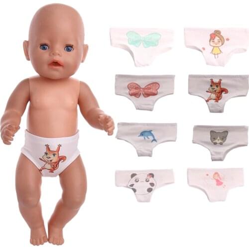 Doll Panda,Elf Cute Animal Pattern Panties Fit 18 Inch American Doll&43 Cm Born Baby Our Generation, Birthday Girls Toy Gift