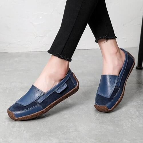 Flats Casual Leather Ladies Shoes Slip on Loafers Woman Shoe Red Black Womens Shoes New Arrival Fashion Flat Femme Shose 2021