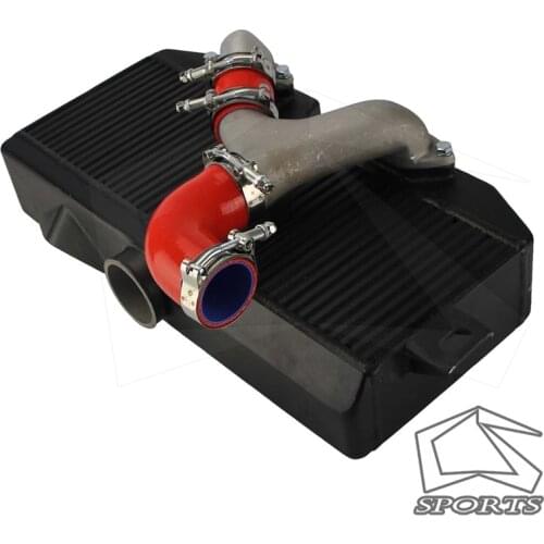 Top Mount Uprated Intercooler Fits For S*ubaru 02-07 WRX STI EJ20 EJ25 GD Black+Y Pipe Kit