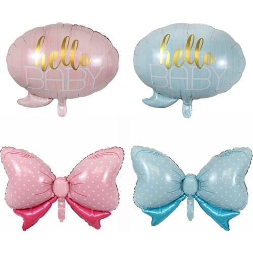 10/50pcs Foil Balloons Baby Boy Girl Pink Blue Bowknot Shape Ballons Baby Shower Birthday Party Decoration Gift Ball Kids Toys