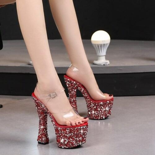 LEOPARD LAND Nightclub Show New Rhinestone Heel Summer Super High Heel Open-toe Sandals Women Hate Party Sandals Platform LFD