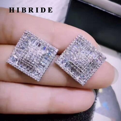 HIBRIDE High Quality Austrian Crystal Cubic Zircon Women Stud Earrings Wedding Gifts Dubai Jewelry Female Bijoux Brincos E-479