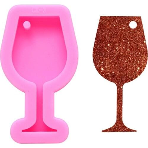 1PCS Mini Wine Glass Goblet Cup Keychain Silicone Mold with Hole for DIY Crystal Gum Paste Pudding Pendant Fondant Mold