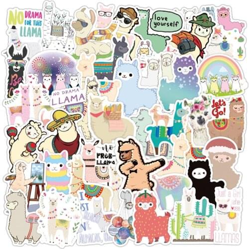 10/30/50pcs/pack Cute Cartoon Alpaca Animal Lable Stickers For Motorcycle Notebook Car DIY Childrens Toys Decal Refrigerator
