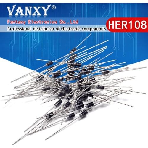 100pcs Rectifier Diode 1A 1000V DO-41 HER108