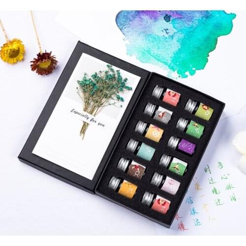 12 Constellation Gold Powder Colour Ink Suit Glass Dip Pen Ink Gift Box Dress Non Carbon Noctilucent Pen Ink