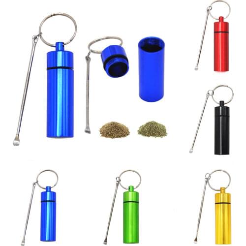 2-layer Metal Stash Jar with Spoon Airtight Smell Proof Herb Jars Containers Portable Tobacco Box Pill Box Smoking Accessories